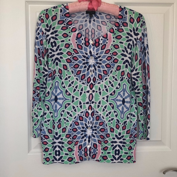 Talbots Sweaters - 🔻 $5 Talbots Multicolor Mosaic Cardigan MP